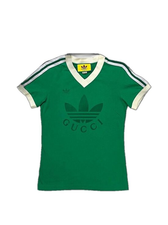 Gucci Tops - Gucci Adidas T-Shirt Green White Trefoil